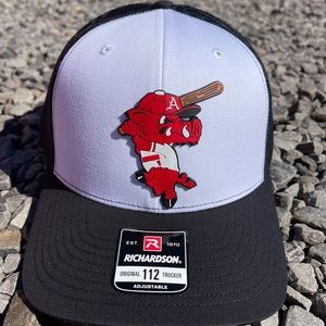 Ribby at Bat 3D Snapback Trucker Hat- White/ Black